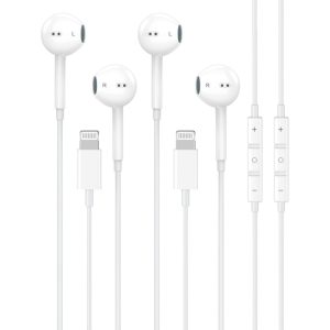 Wired Earphones for iPhone, Apple Certified Headphones with Lightning Connector, Built-in Microphone & Remote Control, Stereo Sound Earbuds for iPhone & iPad
