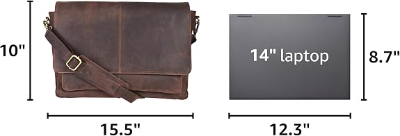 Leather Laptop Messenger Bag for Men and Women - Briefcase Crossbody Office - Image 2
