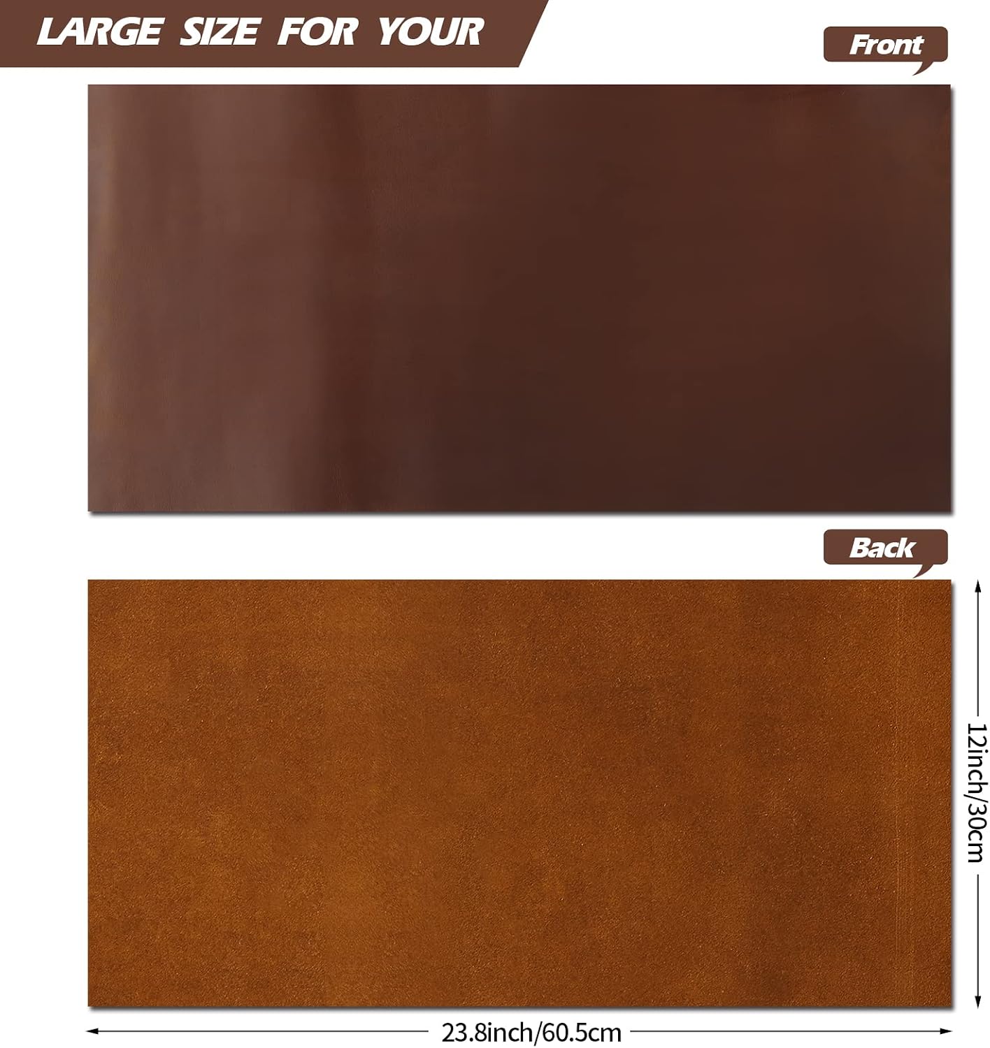 RingSun 12''X24'' Genuine Leather Sheets for Crafts Full Grain Leather Tooling Leather (2mm) Thick Cowhide Leather Pieces Square, Dark Brown - Image 5