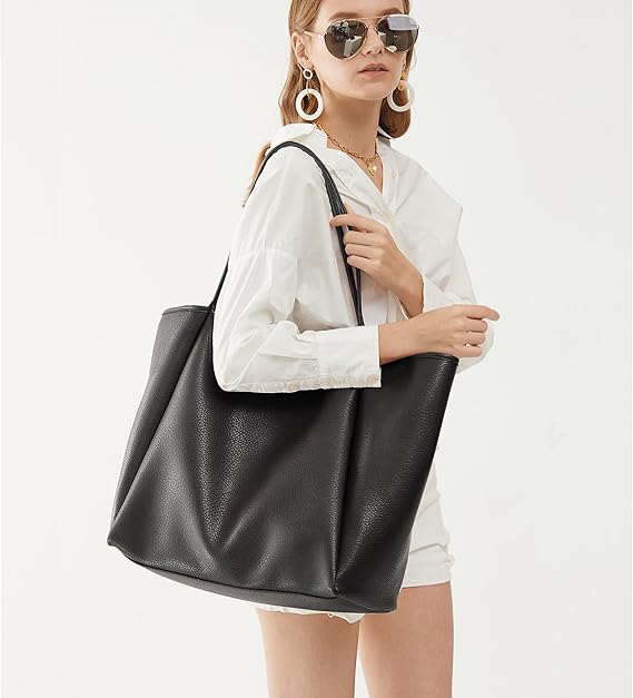 Oversize Pu Leather Tote Women Weekender Bag Shopper Handbag Travel Purse - Image 6