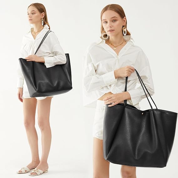 Oversize Pu Leather Tote Women Weekender Bag Shopper Handbag Travel Purse - Image 2
