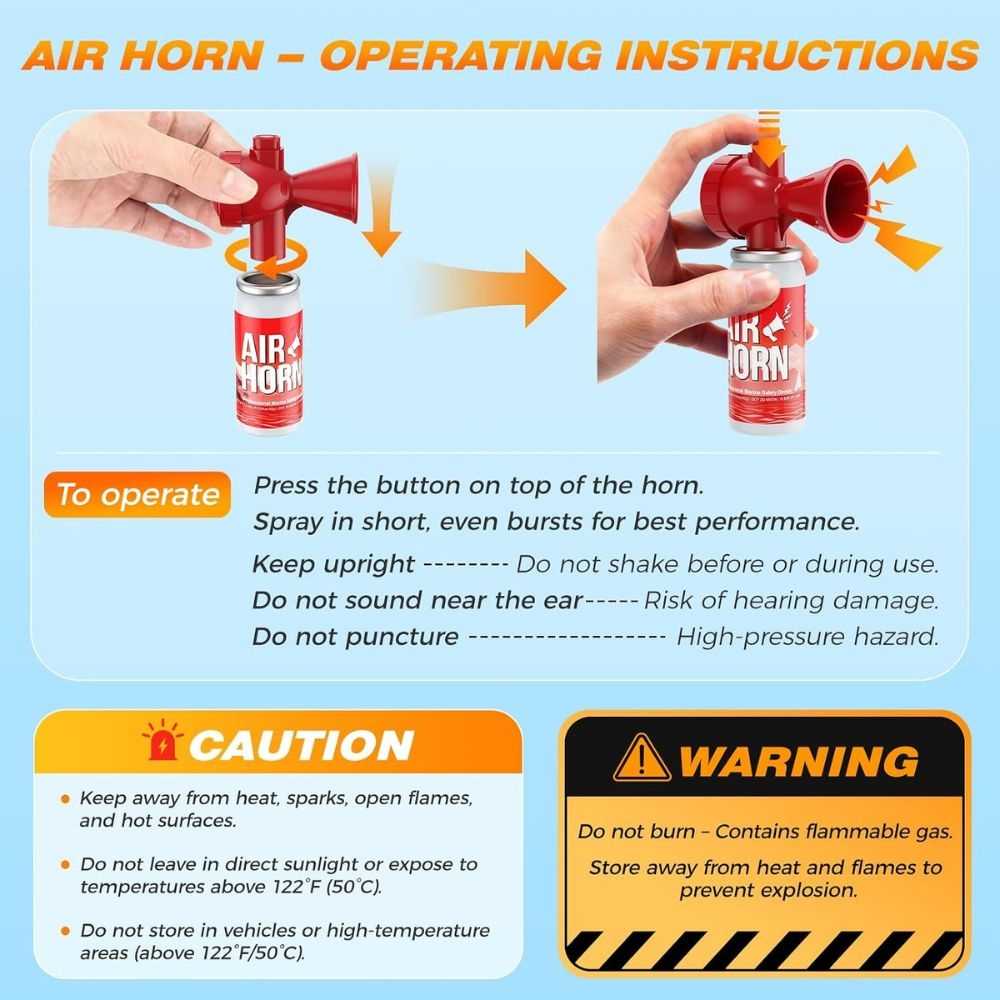 Nicehill Air Horn, 122dB Boat Horn for Safety & Emergency Signal 1 Pack Red - Image 10