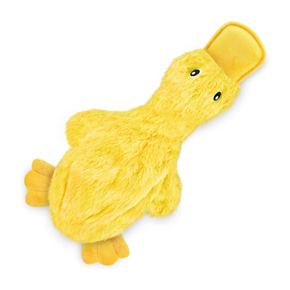 Best Pet Supplies Interactive Squeaky Dog Toy - Crinkle Duck, Yellow