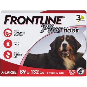 FRONTLINE Plus Flea & Tick Treatment for Extra-Large Dogs – 89–132 lbs, Monthly Protection