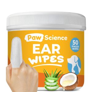 Paw Science Dog & Cat Ear Cleaner Finger Wipes – Coconut Scent, 50 Wipes