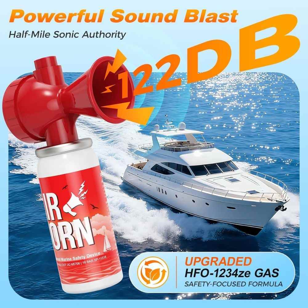 Nicehill Air Horn, 122dB Boat Horn for Safety & Emergency Signal 1 Pack Red - Image 4