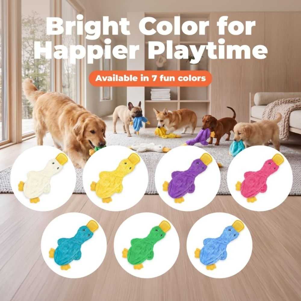 Best Pet Supplies Interactive Squeaky Dog Toy - Crinkle Duck, Yellow - Image 7