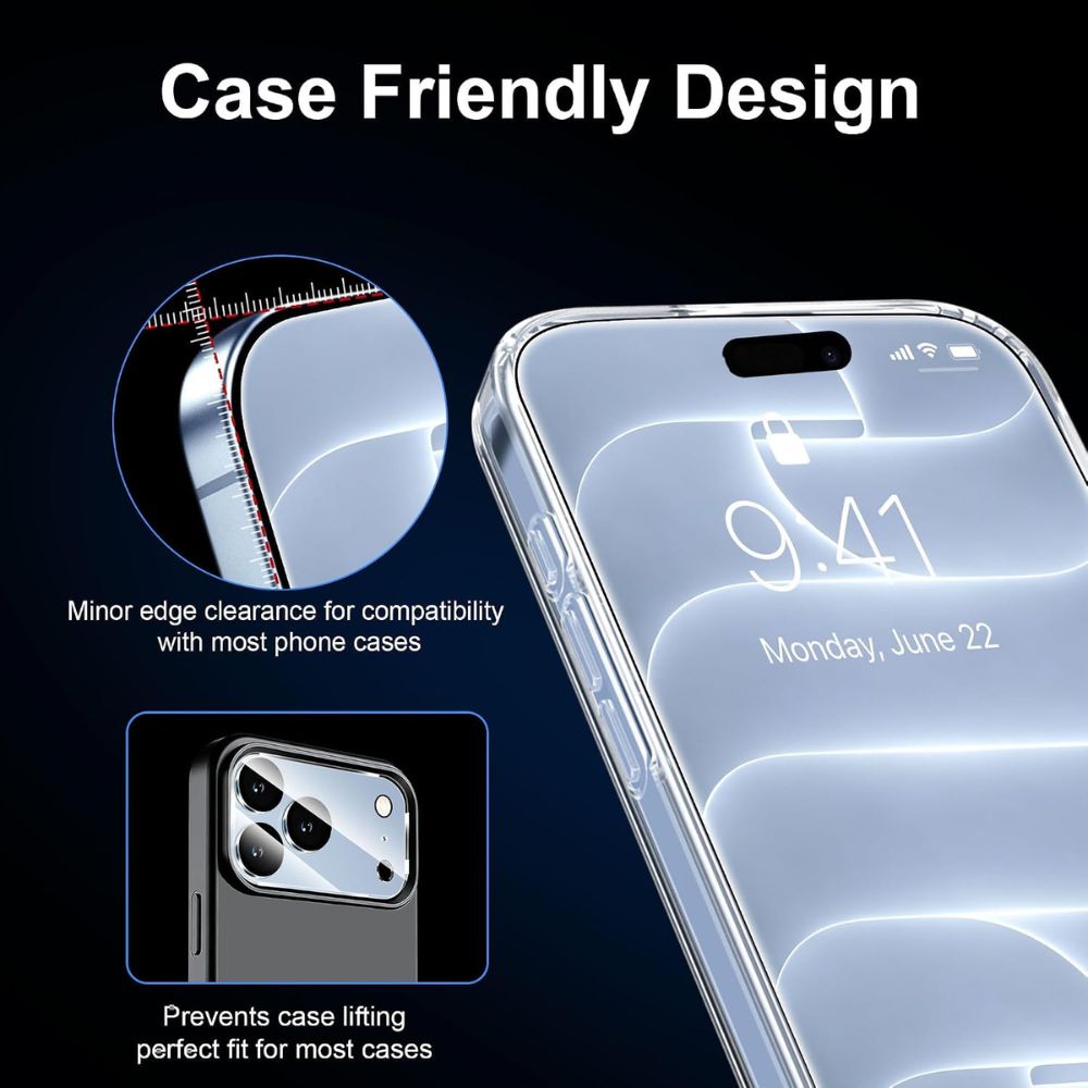 QHOHQ for iPhone 18 Pro Screen Protector, 9H+ Tempered Glass, 3+3 Pack - Image 4