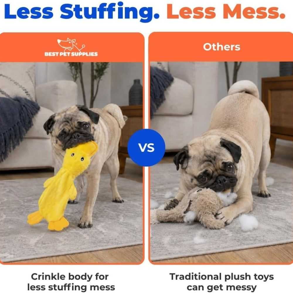 Best Pet Supplies Interactive Squeaky Dog Toy - Crinkle Duck, Yellow - Image 6