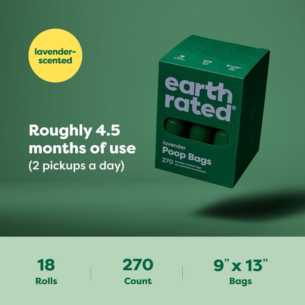 Earth Rated Dog Poop Bags on Refill Rolls, 270 Bags, Lavender - Image 2